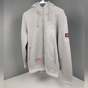 XXX Amsterdam is my Style Zip-Up Hoodie Grey Large patch logos NICE